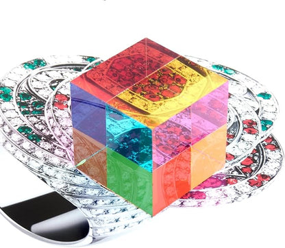CMY Mixing Color Cube, 70mm (2.75 inch) Acrylic Prism for Home or Office Decoration, CMYcube Physics Toys Science Educational Gift for Kids, 7cm