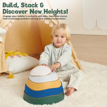 Stepping Stones – Indoor & Outdoor Obstacle Course Toys for Kids – Montessori Sensory & Motor Skill Development, Coordination & Active Play – Textured Educational Play Set