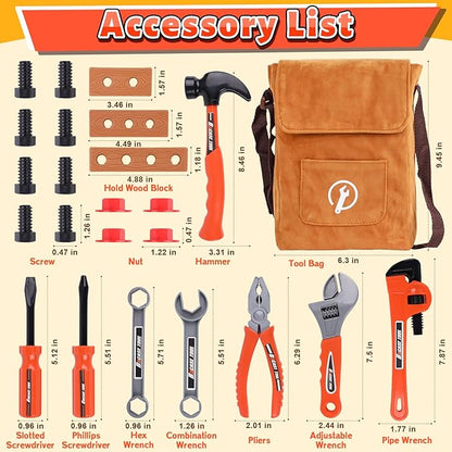 MAGIC4U 26PCS Toddler Tool Set with Tool Bag, Pretend Play Construction Kits for Kids Age 3-6 Years Old