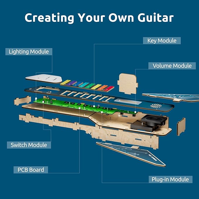 Science Can Science Kit for Kids Age 8-12, DIY Electronics Guitar Stem Kits, 3D Wooden Puzzles Building Own Musical Instruments, Great Gifts Stem Toys for Ages 8-13 Boys & Girls