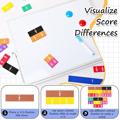 10 Sets Fraction Set for Math Classroom Fractions Manipulatives Math Manipulatives for Home School Supplies (Tiles)