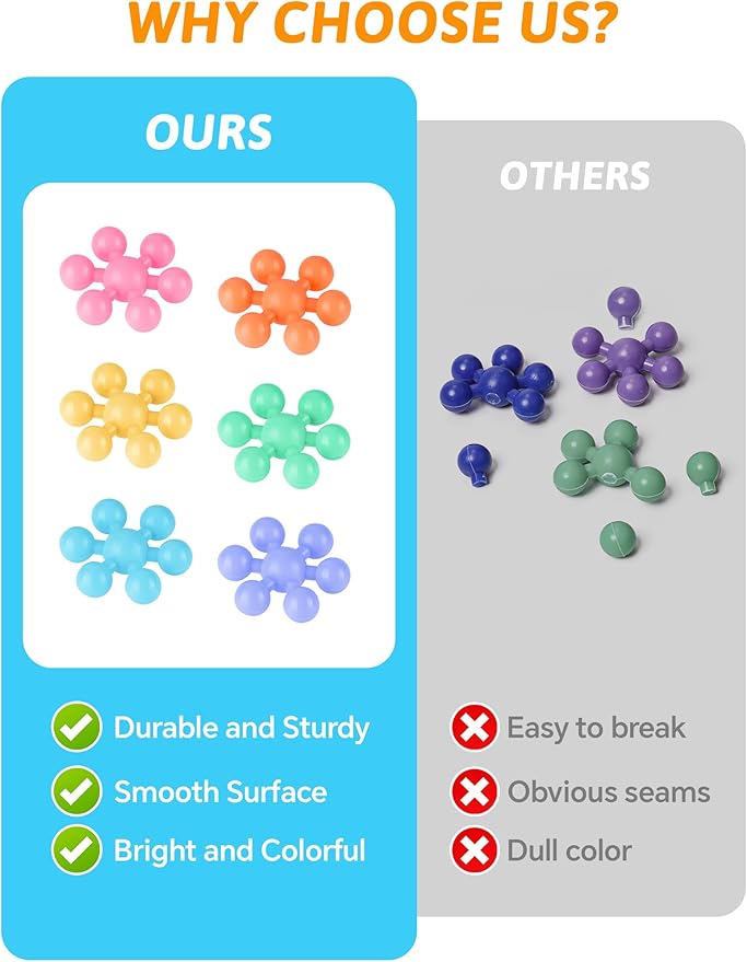 100PCS Interlocking Snowflake Building Block Toy for Kids Ages 3+ (Macaron Colors)