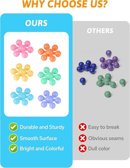 100PCS Interlocking Snowflake Building Block Toy for Kids Ages 3+ (Macaron Colors)
