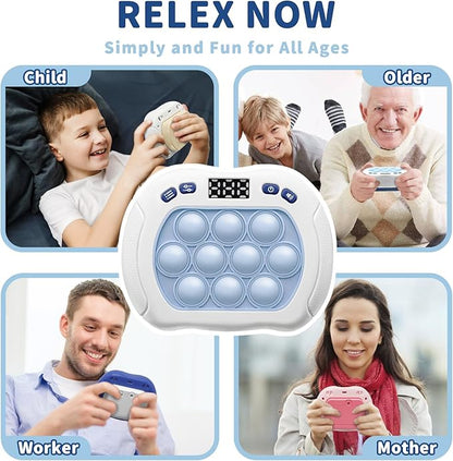 Pop Game Light Up Fidget Toy for Kids, 6 Modes LED Screen Quick Push Controller Electric Fidget Popper Game Quick Push Bubble Sensory Games Birthday Toys for Kids Lightblue