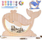 Wooden Piggy Bank for Kids, DIY Night Light Personalized Money Bank for Boys, Girls, Unbreakable Saving Box with Paintbrush and 12 Paints, Coin Jar Gifts for Kids Birthday&Decor(Whale)