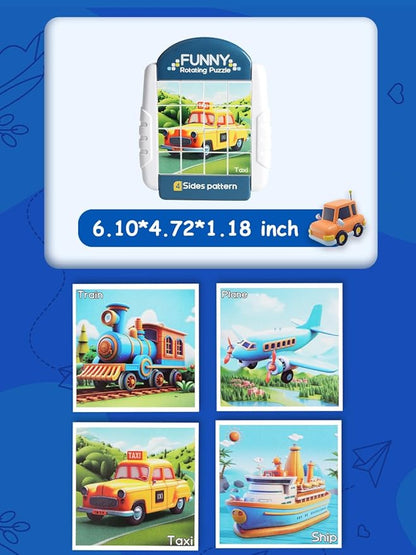 16-Piece Rotating Puzzles for Kids 4-6, Toddlers Puzzles 2-4, Road Trip, Airplane Activities Game, Travel Toys - Brain Teaser, Fine Motor Skills - Birthday Gifts Boys & Girls - Marine Life