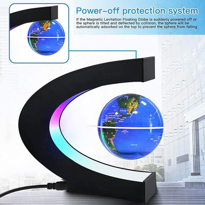 Magnetic Levitation Globe with LED Light, Cool Gadgets Floating Lamp Globe Decor, Cool Gifts for Men/Father/Husband/Boyfriend/Kids/Boss, Great Technology Graduation Gifts Valentine's Day Gift (Blue)
