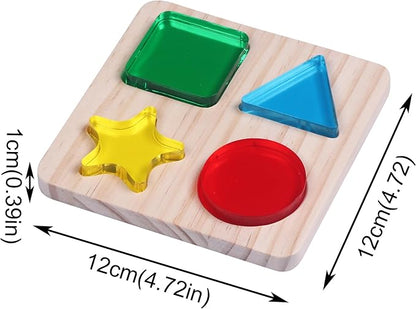 Wooden Acrylic Sorting Stacking Toys, Shape Color Recognition Blocks Matching Puzzle,Fine Motor Skill Educational Preschool Learning Board Game,Early Childhood Development Puzzle Toys for Kids
