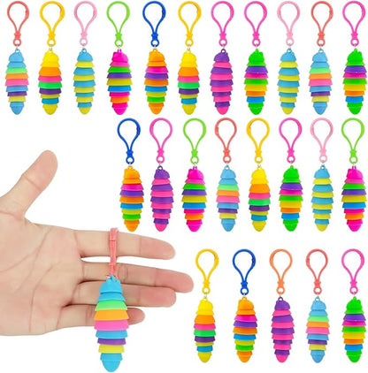 bairimeng 24 PCS Sensory Slug Toys, Articulated Stretch caterpillar toy, Anxiety Relief fidget Slug toy, Novelty Party Favors for Kids.