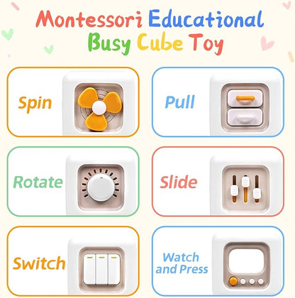 6 in 1 Baby Toys 0-6 Months, Montessori Toys for 6-12 Months, Infant Sensory Pull String Toy, Fidget Spinners Soft Buliding Blocks & Stacking Cups for Toddlers 1-3, Baby Gifts for Boys Girls