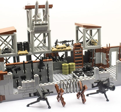 500+ Pcs Military Base Building Brick Sets Include Defence Base Guard Tower for Army Mini Figures, Weapon Pack Accessories Kits Toys, Guns Weapons Building Block Toy for Kids