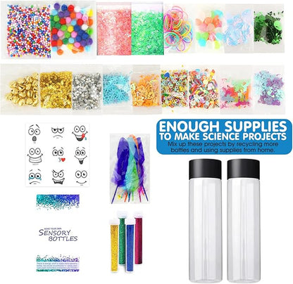 Sensory Bottles Kits Supplies Sensory Toys for Toddlers1-3, Calm Down Corner Supplies with Glitter, 2 Containers（2XL）…