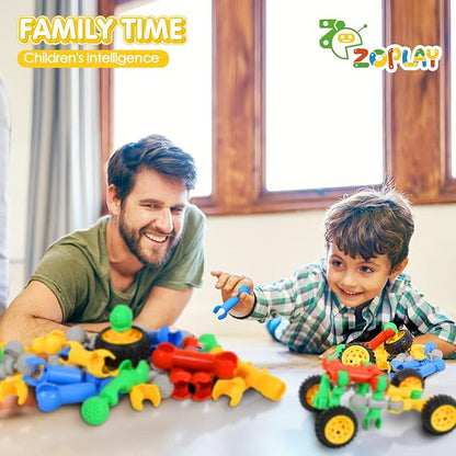 ZOZOPLAY 160 Pcs Connector Blocks Set, STEM Plastic Connector Toys for Kids 3+, Educational Colorful Building Blocks, Engineering Creative Game, Best Preschool Learning Gift for Boys & Girls