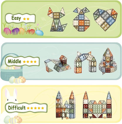 3D Magnetic Tiles, STEM Learning and Encourage Imaginative Play Magnetic Blocks, Preschool Puzzle Toys with Dinosaur, Gift for Boys and Girls 3 4 5 6 7 8 Years+