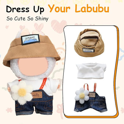 17cm Doll Clothes Set, Premium Jeans & Knitted Sweater Outfit for 17cm 15cm Dolls, Cute Dress Up Fashion, No Doll Included (Spring, 17cm/15cm)