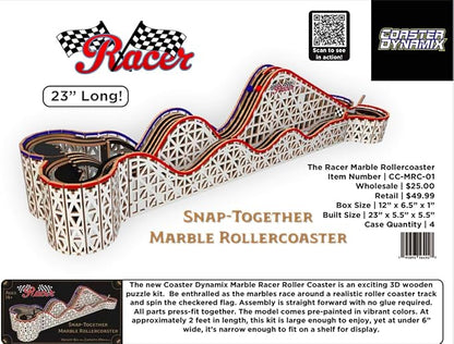 Coasterdynamix 3-D Snap-Together Marble Rollercoaster Wooden Model Kit - Marble Rolling Building Puzzle Kit for Adults and Kids, Toy Puzzles and Mini Craft Decor Models for Jigsaw Assembly Projects