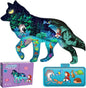 OLMZIHYVD Jigsaw Puzzles for Kids Ages 6-8, 156 Pieces Glow in The Dark Wolf Floor Puzzle, Educational Gifts for Boys Girls and Animal Lovers, Ideal for Indoor and Outdoor Play, 29.1" × 23.1"