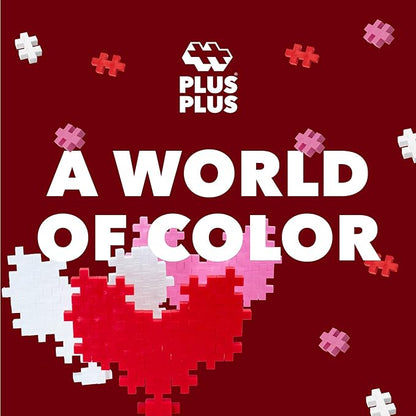 PLUS PLUS 3D Puzzle Building Block Set, 70 Mini Interlocking Pieces, Fun Holiday Activities for Kids - I Love You Hearts Mini Maker Tube