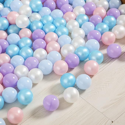 Ball Pit Balls Pack of 100 200 500 - Star and Round Set BPA Free Phthalate Free Non-Toxic Crush Proof Play Balls Soft Plastic Balls for Toddlers Baby Kids Birthday Pool Tent Party