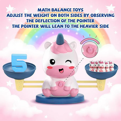 Snugzy Unicorn Balance Counting Toys Math Games Kindergarten Learning Games Kids Balance Scale Educational Toys Gifts for 3 4 5 Year Old Boys Girls
