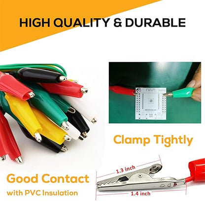 40PCS Premium Alligator Clips Electrical, Crocodile Cable, Test Leads with Test Probes, 5-Color Dual Ended Jumper Wires with Alligator Clip for Multimeter, Electric Experiments, Circuit Connection