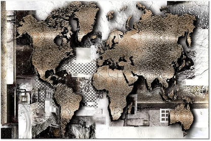 artgeist Pinboard World Map 35x24 in - Cork Board & Canvas Print Wall Art 1 pcs Memoboard with 50 Pins Noticeboard Message Board Image Picture Home Decor Travel Map k-A-0506-p-a