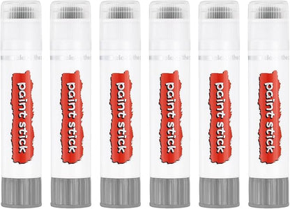 PATIKIL Tempera Paint Sticks, 6 Pcs Solid Tempera Paints Sticks Washable Bulk Markers Pen Quick Drying for Artists Beginners Art Supplies, Gray