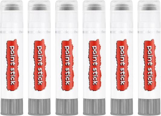 PATIKIL Tempera Paint Sticks, 6 Pcs Solid Tempera Paints Sticks Washable Bulk Markers Pen Quick Drying for Artists Beginners Art Supplies, Gray