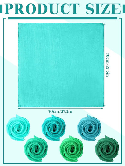 Boao 6 Pieces Chiffon Scarf 1950s Square Neck Head Scarfs Vintage Soft Polyester for Women Lady