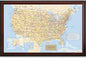 Map Your Travels Personalized U.S. Traveler Wall Art | Premium Wood Frame | Detailed USA Wall Art | Framed size 33"x21"