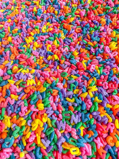 Pasta Sensory Bin Filler for Sensory Table - Colored Pasta for Sensory Play (Rainbow Alphabet Pasta, 4 Cup)