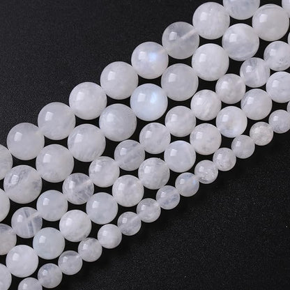 4MM 86PCS Natural Stone White Moonstone Gemstone Semi Precious Beads for Jewelry Making DIY Bracelet
