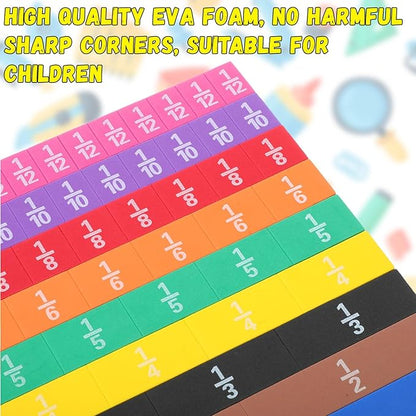 30 Sets Fraction Tiles Set for Math Classroom Fractions Manipulatives Math Learning Manipulatives for Home School Supplies