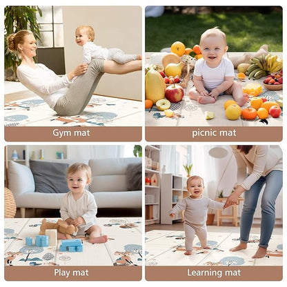 Baby Play Mat, 59" X59 " Extra Large Foldable Baby Mat for Playtime and Tummy Time, Thick Foam Play Mat for Baby, Waterproof, Reversible Portable Playmat for Babies and Todders, Indoor&Outdoor Use