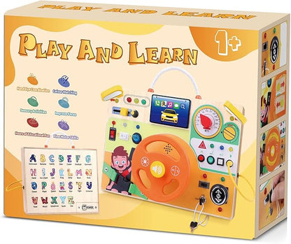 Hoarosall Busy Board,Montessori Toys for 1+ Year Old Boys & Girls,Travel Activities for Toddlers,Sensory Toy for Kids with Autism,Perfect Christmas Birthday Gift Ideal (Busy Board v6)
