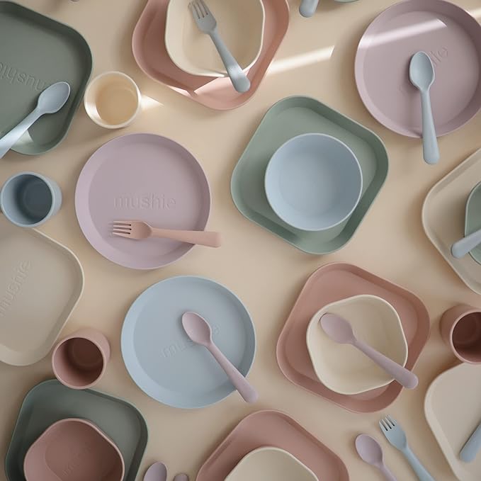 mushie Flatware Fork and Spoon Set for Toddlers | Made in Denmark (Blush)