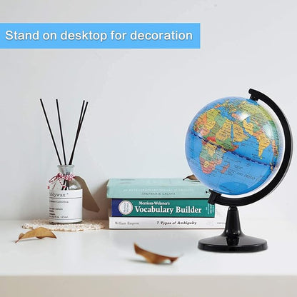 Wizdar 4'' World Globe for Kids Learning, Educational Rotating World Map Globes Mini Size Decorative Earth Children Globe for Classroom Geography Teaching, Desk and Office Decoration-4 inch