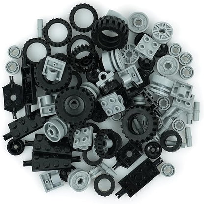 Wheels and Axles Building Blocks Set, Vehicle Truck Tires Compatible with Classic Bricks Car Parts