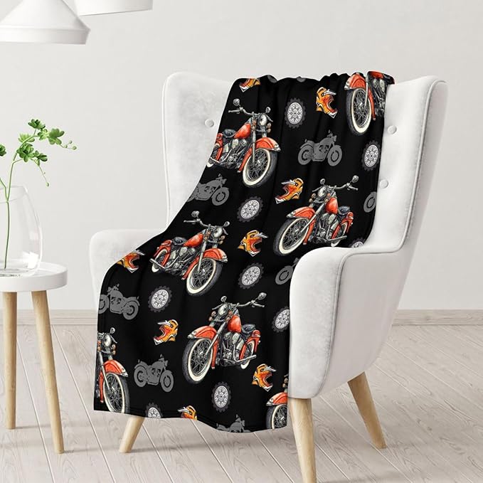 Boys Blanket Motorcycle Throw Blankets for Kids Adults, 30x40 Inches Soft Cozy Throw for Sofa Chair Bed