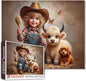 Tucocoo 1000 Piece Jigsaw Puzzle for Adults, Cowboy Farm Scene with Calf, Puppy and Butterflies – Rustic Country Art Puzzles, Relaxing and Whimsical Puzzle for Home Decor and Stress Relief DIY Gifts