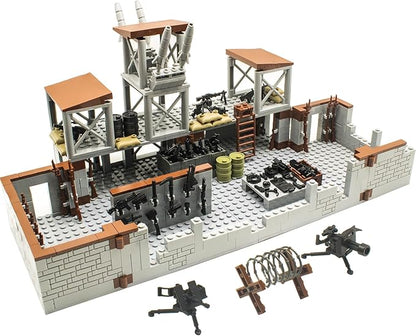 500+ Pcs Military Base Building Brick Sets Include Defence Base Guard Tower for Army Mini Figures, Weapon Pack Accessories Kits Toys, Guns Weapons Building Block Toy for Kids