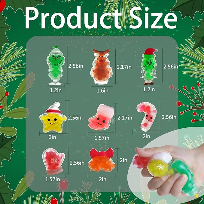 Christmas Squishy Stress Balls Fidget Toys – Sensory Stress Relief Squishy Fidget Toys ,Party Favors for Kids 4-8 8-12, Christmas Stocking Stuffers, Classroom Rewards, and Gift Bag Fillers (42PCS)