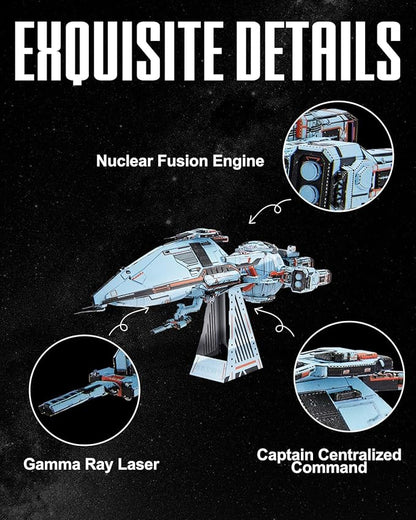 Piececool 3D Metal Puzzles for Adult, Three-Body Blue Space Starship Metal Model Kit, DIY Spaceship Building Kit Crafts for Adults to Build Home Decoration Best Gifts