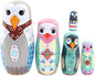 7" Russian Nesting Dolls, Handmade Wooden Matryoshka Dolls with Cute Bird Patterns, Animal Stacking Toys for Kids, Birthday Gift & Home Decoration