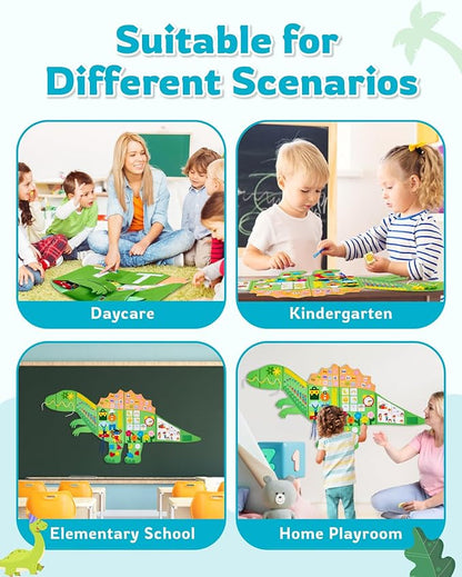 Dinosaur Montessori Busy Board: 10 in1 Sensory Wall Panel for Kids, Toddler Sensory Toys Learning Activity Wall for Playroom, Daycare, Class, Travel, Gifts for 3 4 5 6 Year Old Boys Girls