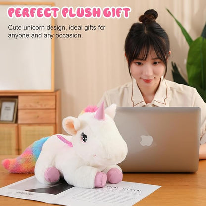 SQEQE Unicorn Toys Stuffed Animal 5 in 1, Plush Toy Rainbow Flying Unicorns with Wings for Christmas, Valentine's, Birthday Gifts, Plushies Unicorn Pillow with 4 Babies in Her Tummy for Girls Age 4-8