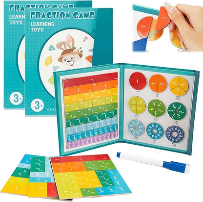 Magnetic Fraction Demonstration Book, Magnetic Fraction Tiles, Magnetic Fraction Disc Set, Magnetic Math Master Set - 102 PCS, Educational Fraction Puzzle for Teaching (Rabbit, 2, Set)