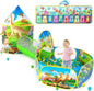 3PC Dinosaur Play Tents for Boys with Piano Mat, Kids Play Tent with Ball Pit, Crawl Tunnel, Castle Tent for Toddlers, Baby Dinosaur World Playhouse Toys