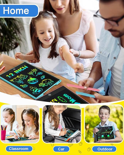 LCD Writing Tablet for for Kids, 12 Inch Toddler Kids Toys Drawing Pad, Airplane Travel Essentials, Mess Free Coloring for Toddlers, Birthday Gifts Toys for 3-8 Years Old Boys Girls, Blue