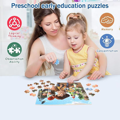 Puzzles for Kids Ages 4-8,Kids Puzzle in a Metal Box,Cute Kid Small Toys Puzzles,Children Boys Girls Learning Educational Toy,100 Pieces